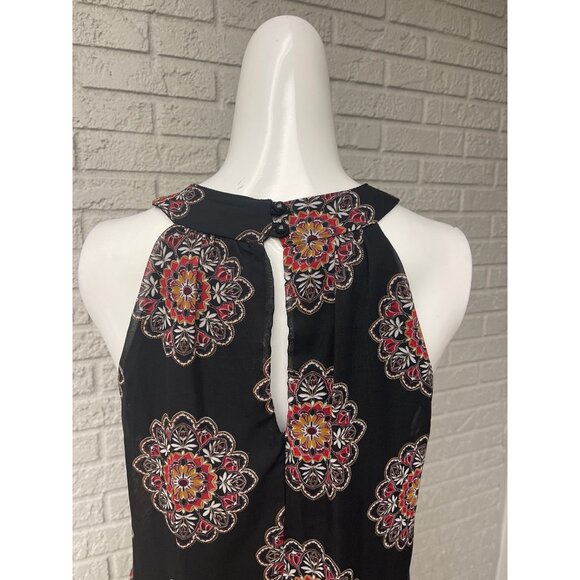 Crystal Sky Women Black & Red Medallion Print Halter Mini Dress Size S - Picture 5 of 9
